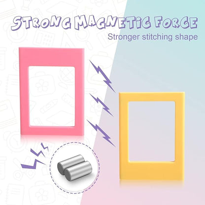 Epakh 20 Packs Magnetic Photo Picture Frame Cute Mini Table Photo Frame Holder 3 Inches Plastic Colorful Picture Display for Fridge Office (Multicolor)