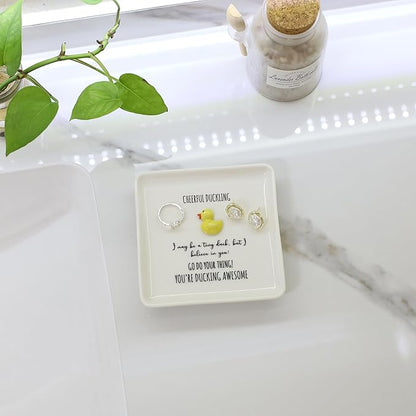 HOME SMILE Duck Ring Dish Tray-Birthday Gifts for Women Friends Mothers Day Graduation Teacher Appreciation Retirement Christmas,Cheer Up Support-You're Ducking Awesome,Stocking stuffers under 10