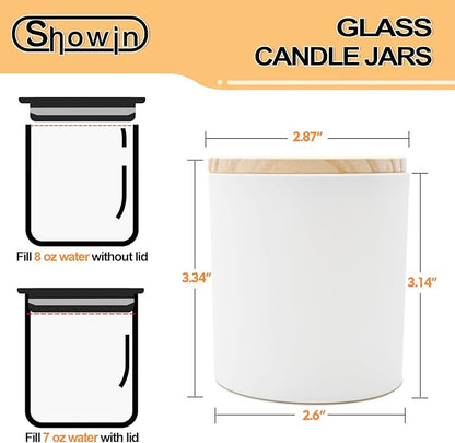 8 OZ Thick Candle Jars for Making Candles 15 Pcs, White Empty Jars with Wood Lids for Candle Making, Sample Container,Matte White