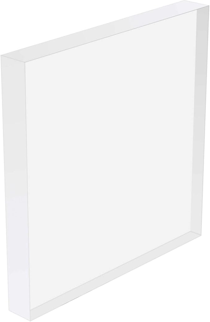 Clear Acrylic Display Block – Solid Polished Plexiglass Riser for Jewelry, Figurines, Retail Showcase & Home Decor – Sturdy Acrylic Cube Stand (8" x 8" x 1")