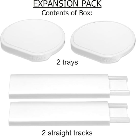 White - Expansion Pack - 2 Straight Tracks and 2 Trays. Does not Work Without the Lazy Susan Revolution Full Set (Sold Separately).