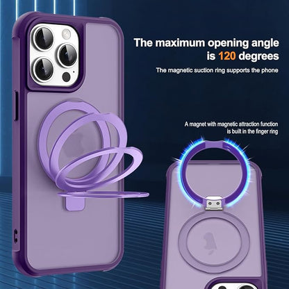 Compatible with iPhone 13 Pro Case with Invisible Magnetic O-Ring Stand Military-Grade Translucent Case for iPhone 13 Pro 6.1" [Compatible with Mag-Safe][Great Grip Feeling], Purple