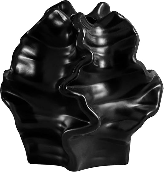 Tongyu Home Ceramic Black Artistic Coral Vase, Wabi-Sabi Modern Decor Sculpture for Home, Unique Centerpiece for Living Room, Bedroom, Office