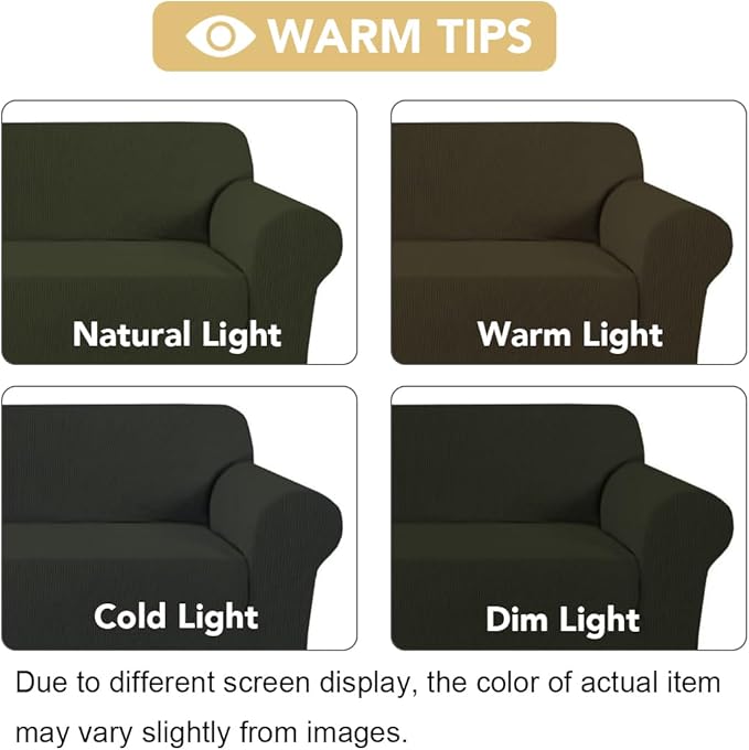 H.VERSAILTEX Stretch Chair Slipcover Sofa Cover Furniture Protector Cover High Spandex Small Checks Knitted Jacquard Sofa Cover Chair Covers for Living Room (Armchair 31"-40", Olive)
