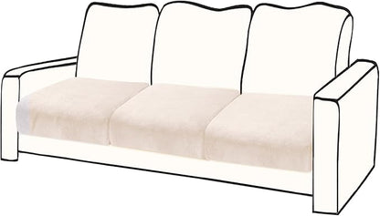 Couch Cushion Cover Velvet 3 Pieces Seat Cushion Cover Stretch Sofa Covers Separate Sectional Sofa Slipcovers Furniture Protector (3-Seater or Backrest, Beige)