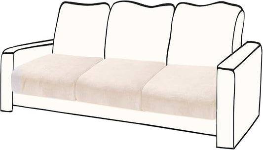 Couch Cushion Cover Velvet 3 Pieces Seat Cushion Cover Stretch Sofa Covers Separate Sectional Sofa Slipcovers Furniture Protector (3-Seater or Backrest, Beige)