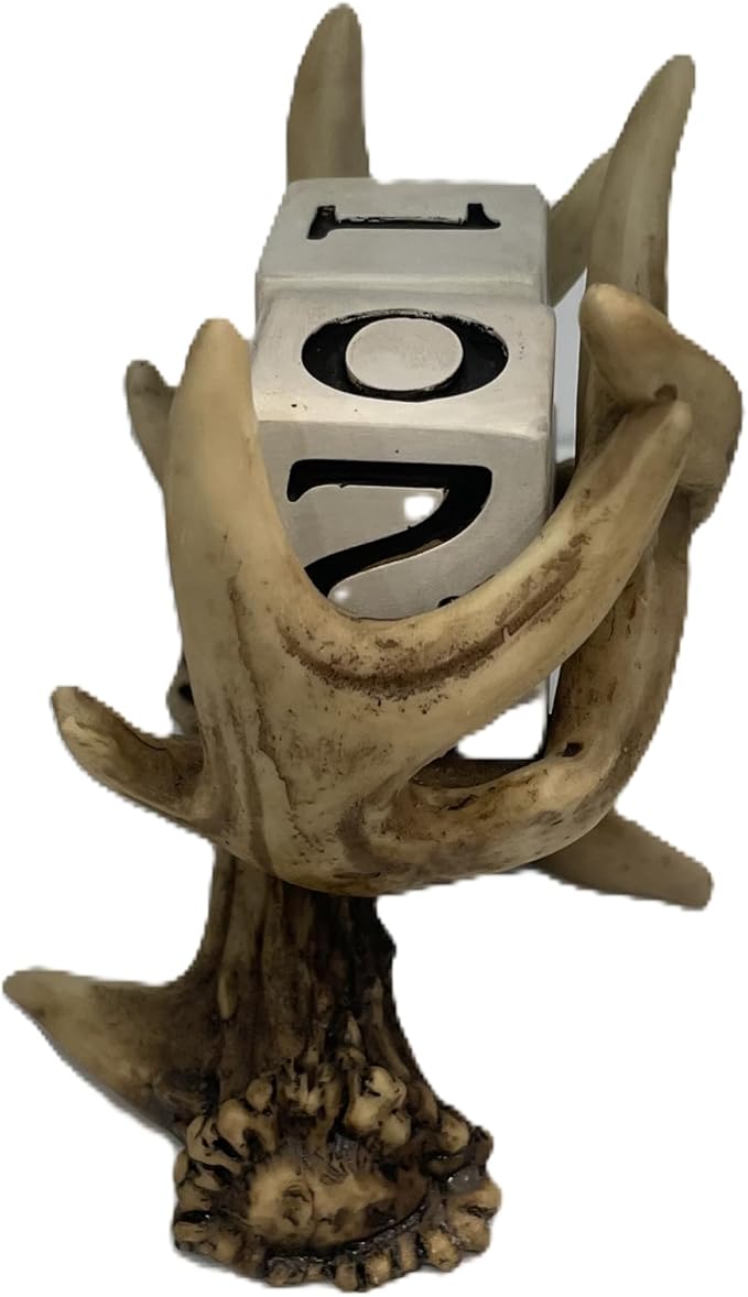 Pine Ridge Deer Antler Desk Calendar Blocks - Perpetual Calendar, Flip Month And Day Date Blocks, Rustic Calendars For Home, Office, Classroom And Décor