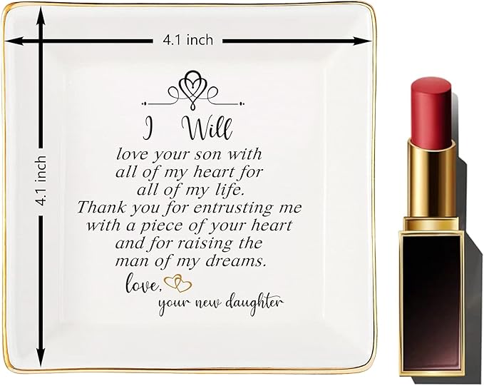 Mother of the Groom Ring Dish - Thank You For Raising The Man Of My Dreams, Mom Gifts for Mother in Law at Wedding, Bridal Shower Gifts