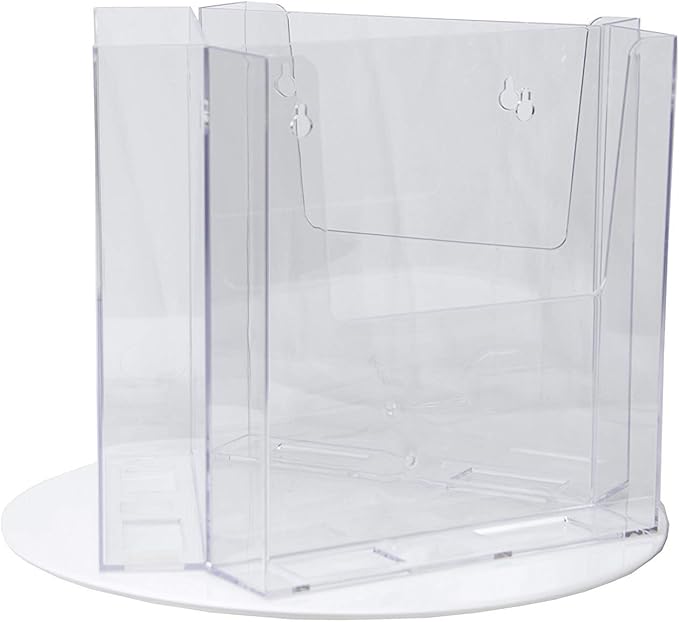 Clear-Ad - RLT-8511-3 Acrylic Rotating Brochure Holders for 8.5" Literature Display - Pamphlet Holder and Magazine Organizer