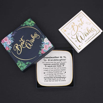 Grandma Jewelry Dish Ring Tray Plate,Unique Grandma Birthday Christmas Meaningful Gifts for Grandma from Grandchild - It’s A Special Bond