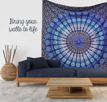 raajsee Turquoise Tapestry- Best Mandala Wall Hanging- Bedding Tapestry For Bedroom Aesthetic-Size Small (52x60 Inches / 132x152 Cms)