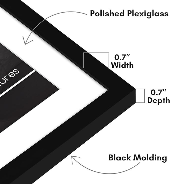 Americanflat 18x26 Poster Frame with Polished Plexiglass - Use as 14x22 Frame with Mat or Display 18x26 Photo Without Mat - Streamline Collection - Thin Border Picture Frames for Wall - Black