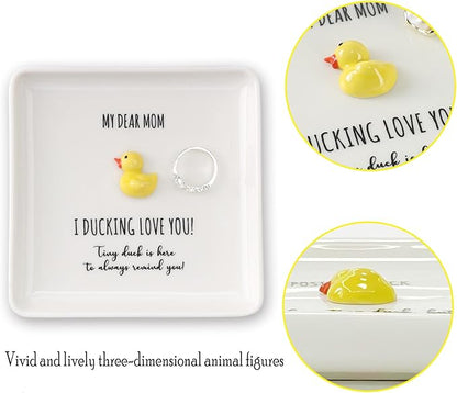 HOME SMILE Duck Ring Dish Tray-I Ducking Love You Mom Mothers Day Birthday Gifts for New Mom Stepmom Present for Mama Mother-in-Law from Daughter Son