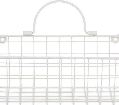 DII Farmhouse Vintage Decor, Wire Wall Basket, Small, Antique White, 2 Piece