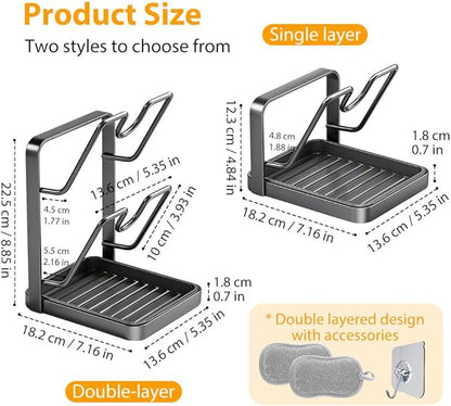 Kitchen Pot Lid Storage Rack, Multifunctional Utensils Pan Pot Cover Lid Rack Shelf for Pots Lids, Spatulas Multifunctional Kitchen Pot Lid Organizer for Countertop (Cream White Single Layer)