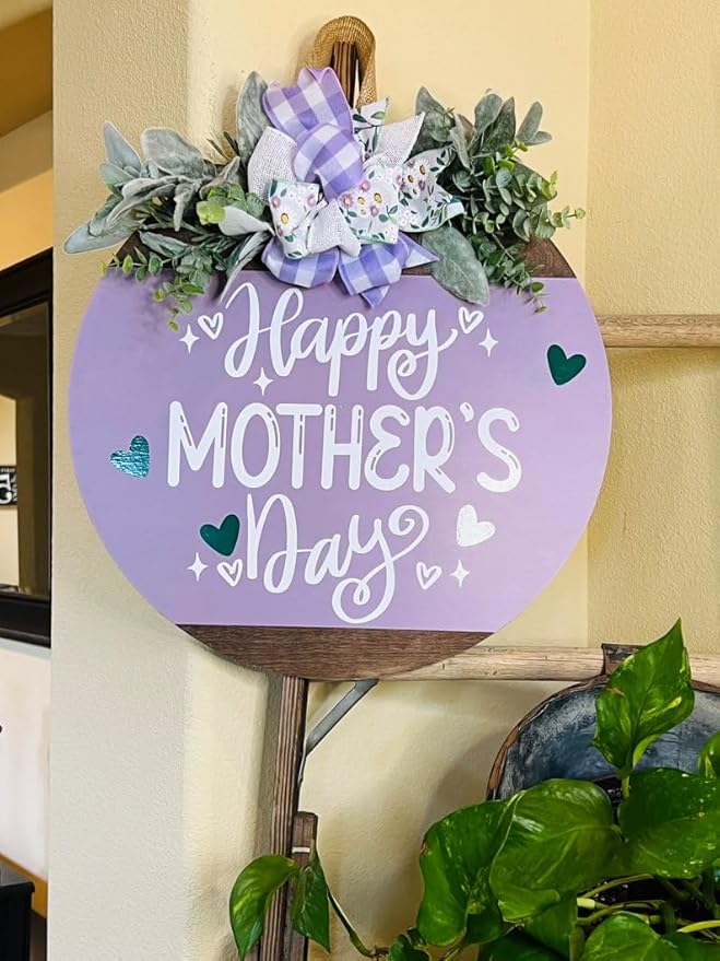 Happy Mother Day Front Door Sign, Personalized Welcome Wreath Hanger, Charming Entry Decoration For Spring, Wall Accent, Thoughtful Gift For Mom During Holiday Celebrations Doorsign_281125_SR6_6
