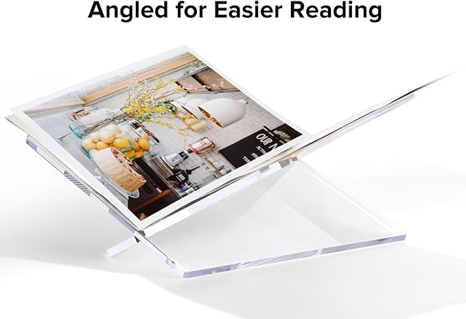 Acrylic Book Stand Large Clear Acrylic Book Holder, 12.5" x 9.5" x 5.7", Open Book Holder Stand for Display and Reading Cookbooks, Art Books, Bibles, Magazines - Home and Office