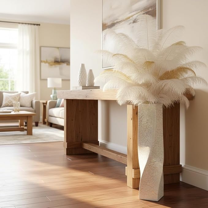 Tall Vases On Floor, 27.56" Twisted Geometric Flower Vase for Home, Living Room, Flower Centerpieces, Shelf, Table, Decor, White Crackle Vase