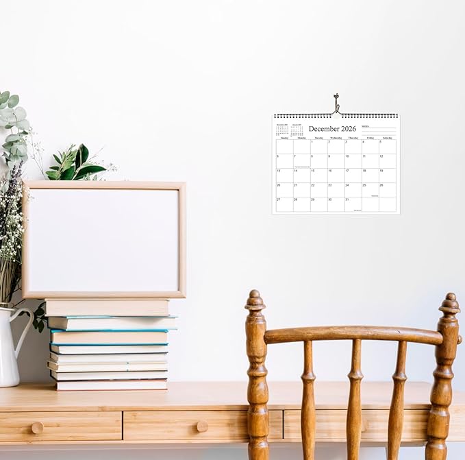 Small Wall Calendar 2026 - Mini Calendar 2026-2027 from January 2026 - June 2027, 18 Months Little Calendar with Premium Paper, 6" x 8", Black