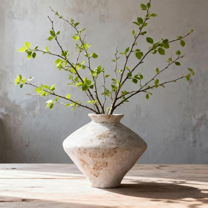 Wabi Sabi Rusty Vintage Vase, 11.4" Tall Wabi Sabi Decor Rustic Farmhouse Pottery Vase for Centerpiece, Textured Pottery Flower Vases for Home Decorative, Table, Living Room (Rusty White, Large)