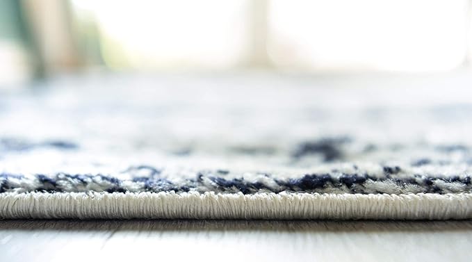 Rugs.com Arlington Collection Rug – 8 Ft Square Blue Medium-Pile Rug Perfect for Living Rooms, Kitchens, Entryways