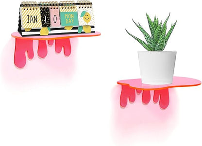 SetGame 2-Pack Acrylic Small Wall Shelves - 7 Inch Floating Shelf for Walls, Home Wall Display Ledges for Storage, Room Décor, Small Album & Items Organizer Display