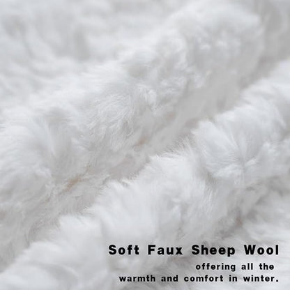 Neelvin Set of 2 Faux Fur Throw Pillow Covers 18x18 Inch White Cozy Soft Solid Decorative Pillowcases Thick Plush Sheepskin Cushion Case for Chair and Couch Sofa Bedroom