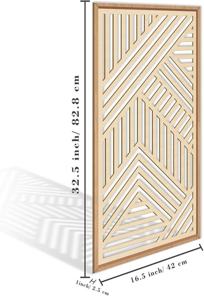 IARTTOP Large Boho Wooden Wall Art 16x32 Inch Framed Mid century Modern Wood Wall Decor Minimalist Modern Bohemian Decor for Dining Room Living Room Bedroom Set of 3