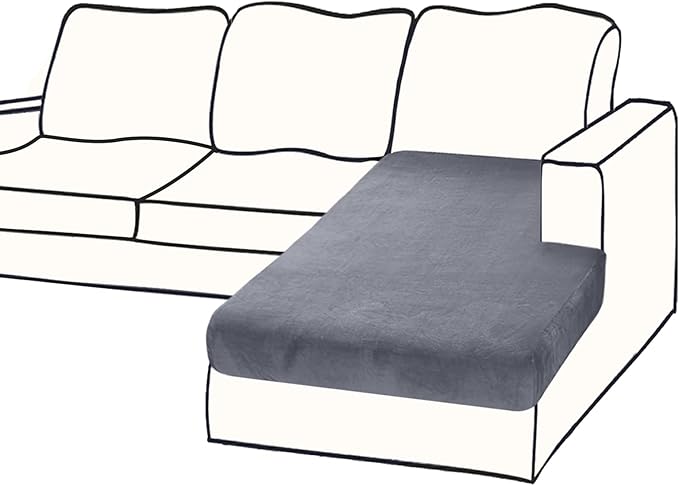 Couch Cover 1 Piece Chaise Lounge Cover Velvet Sectional Couch Cushion Covers Separate L Shape Sofa Slipcovers Furniture Protector for Dogs Pets (Chaise or Sofa 3-Seater, Dark Grey)