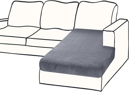Couch Cover 1 Piece Chaise Lounge Cover Velvet Sectional Couch Cushion Covers Separate L Shape Sofa Slipcovers Furniture Protector for Dogs Pets (Chaise or Sofa 3-Seater, Dark Grey)