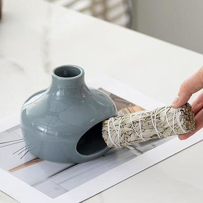 Handmade Ceramic Aroma Holder for Palo Santo Sage and Incense Sticks Meditation Yoga Relaxation Essential with Heat-Resistant Base Natural Home Decor Bowl