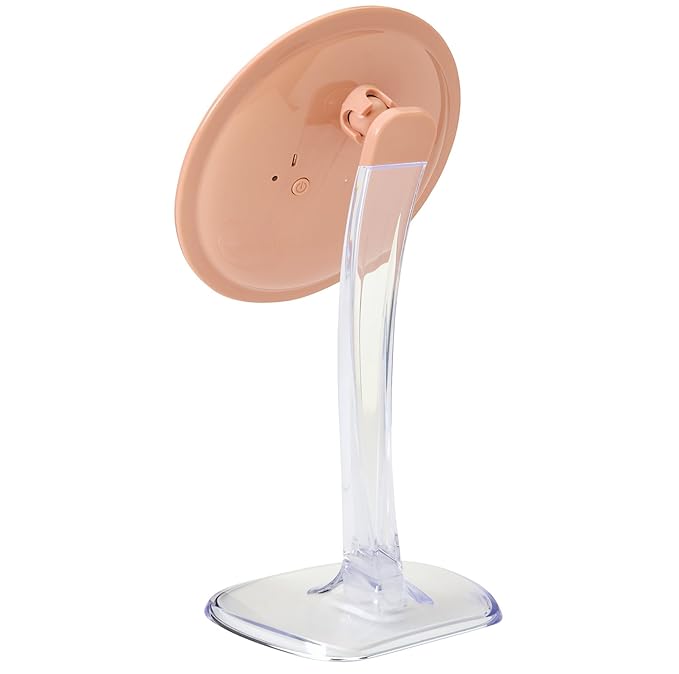 JERDON Lighted Tabletop Makeup Mirror - Makeup Mirror with 5X Magnification in Rose Gold Finish - 7.25-inch Round Vanity Mirror - Model JS725RL