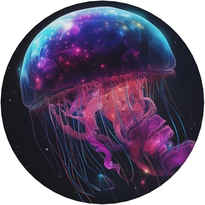 6 Pcs Ceramic Coasters with Holder Absorbent Drink Round Fantasy Starry Sky Galaxy Gellyfish Design for Home Table Coffee Cup Wine Beer Bar,Size 4.4 inches