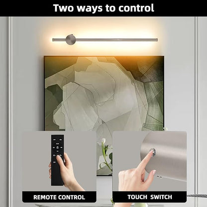 Battery Operated Wall Sconces with Remote, Dimmable 3000K-6000K/Timer/Memory LED Wall Lamp, 350°Rotate, USB Rechargeable Wireless wall lights for Living Room, Bedroom Brushed Nickel 23.6" (2 Pack)