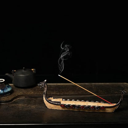 Retro Dragon Incense Holder Incense Burners Dragon Boat Incense Stick Holder Hand Carved Carving Censer Ornaments Cool Room Decor Awesome Gift