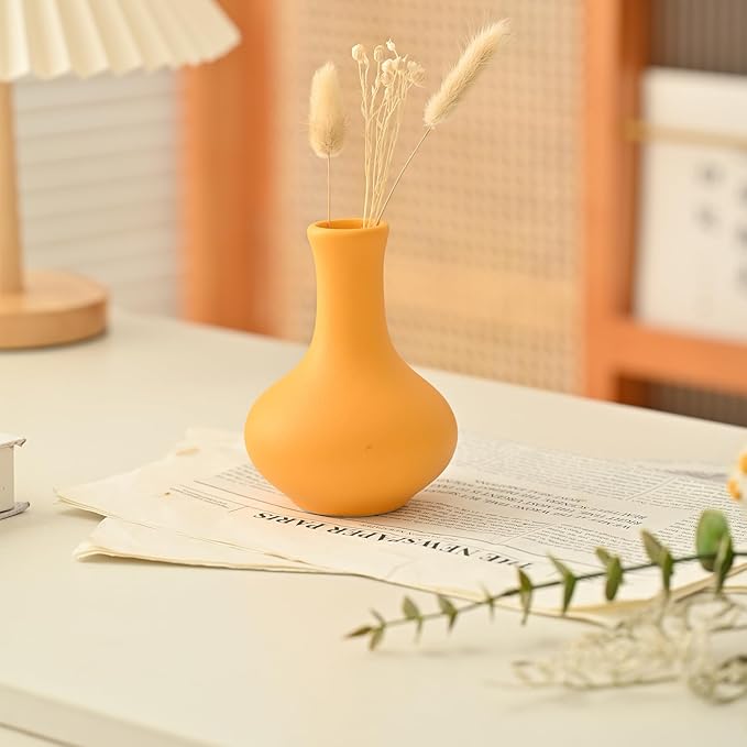 Colorful Ceramic Vase Set of 5, Small Bud Mini Vases for Flowers, Decorative Vase for Floral Arrangements, Table, Cabinet, Living Room, Entryway, Home Decorations