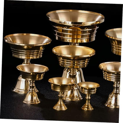 Artibetter 2pcs Brass Ghee Lamp Holder Decor Gold Decor Stands for Decoration Tea Light Candle Holder Buddhist Tealight Holders Gold Utensil Copper Altar Decors Cup Cup