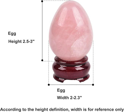 AMOYSTONE Rose Quartz Crystal Egg with Base for Healing Reiki Home Decor - Easter Egg Height 2.5-3