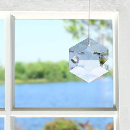 H&D HYALINE & DORA Rainbow Maker Crystal Glass Hexagon Prism SunCatcher for Window Hanging Feng Shui