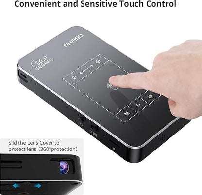 AKASO WT50 Mini Projector with WiFi and Bluetooth, 1080P DLP Portable Movie Projector Home and Outdoor, Built-in Battery & Android System, Cookie Projector for iPhone and Phone
