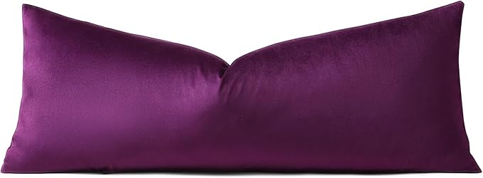 Artscope Luxury Velvet Lumbar Pillow Cover Super Soft Decorative Rectangle Throw Pillow Covers Case Cushion Covers for Sofa Couch Bedroom Car Decor 14x36 Inch Eggplant Purple