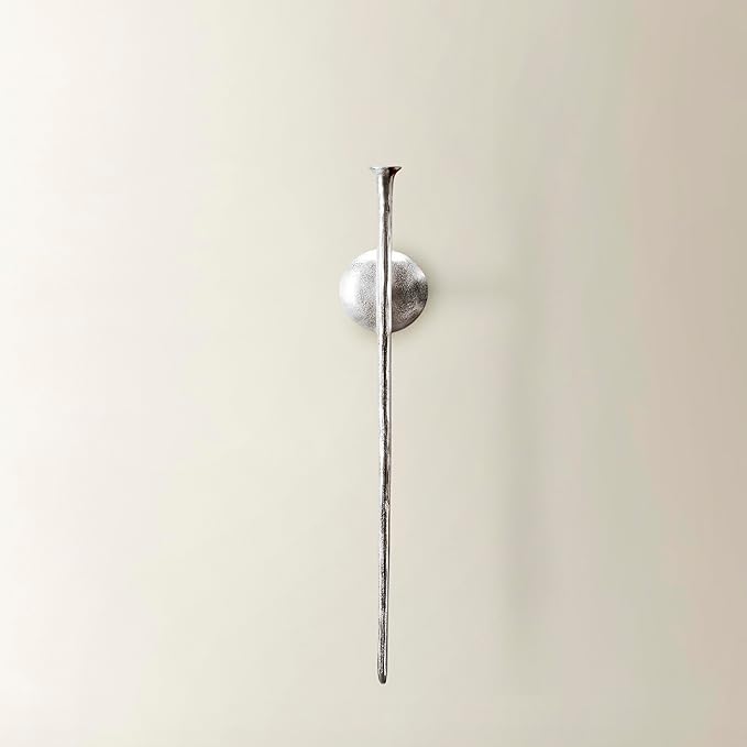 Z Gallerie One Piece Aspar Wall Sconce Long Candle Holder in Silver Finish, Retro Chic Wall Decor for Living Room, Vintage Candle Wall Sconce with Timeless Appeal(Candles not Included)