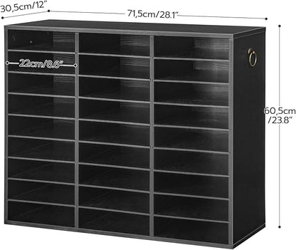 HOOBRO Literature Organizer, 27 Compartments Wooden Mail Organizer, Countertop Literature Sorter with Adjustable Shelves for Home, Office, School, Student Mailbox for Classroom, Black BK27WF01