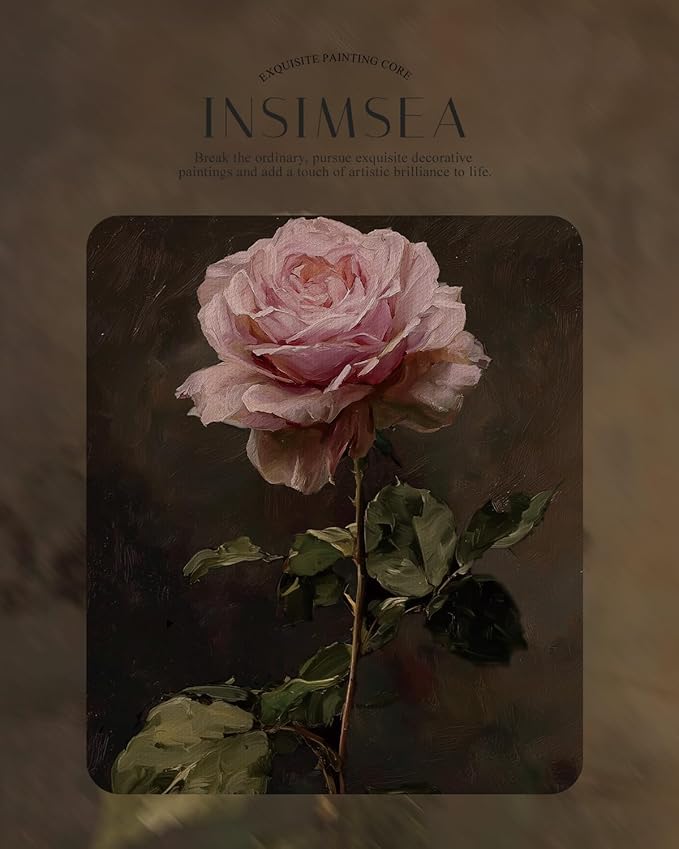 InSimSea Gold Framed Canvas Wall Art Room Decor Vintage Floral Bathroom Wall Decor Rustic Roses Bontanical Oil Printing Artwork Prints for Living Room Bedroom Home Office Farmhouse 16×13in