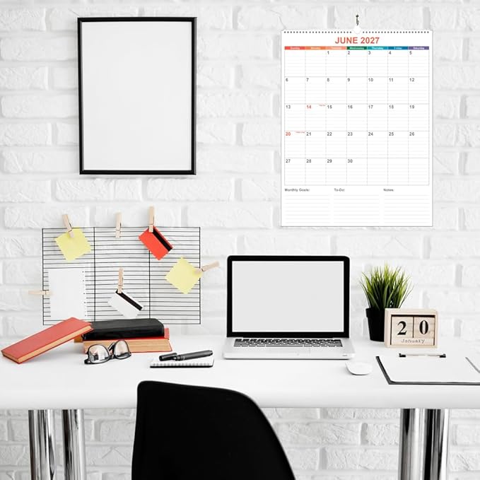 Large Calendar 2026 with Spiral Bound - 18 Month Big Calendar from January 2026 to June 2027, Vertical Large Monthly Calendario 2026-2027 for Wall, 22" x 17", Colorful