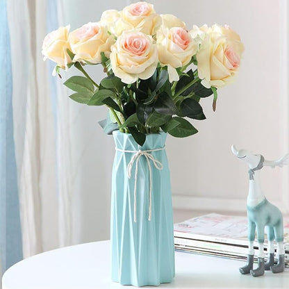 Ceramic Flower Blue 9.5" H x 3.9" W Vase Modern Home Decor Vases for Centerpieces Minimalist Farmhouse Cute Decorative Flowers Tulip Pampas Grass Vase for Table Bathroom Shelf