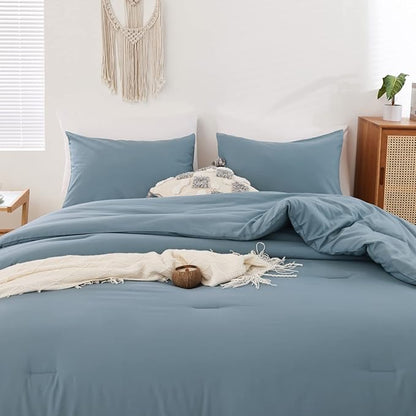 ROSGONIA Dusty Blue Twin/Twin XL Comforter Set for Boys Girls, 1 Blue Comforter & 1 Pillowcase, Lightweight Kids Comforter All Season Dorm Bedding