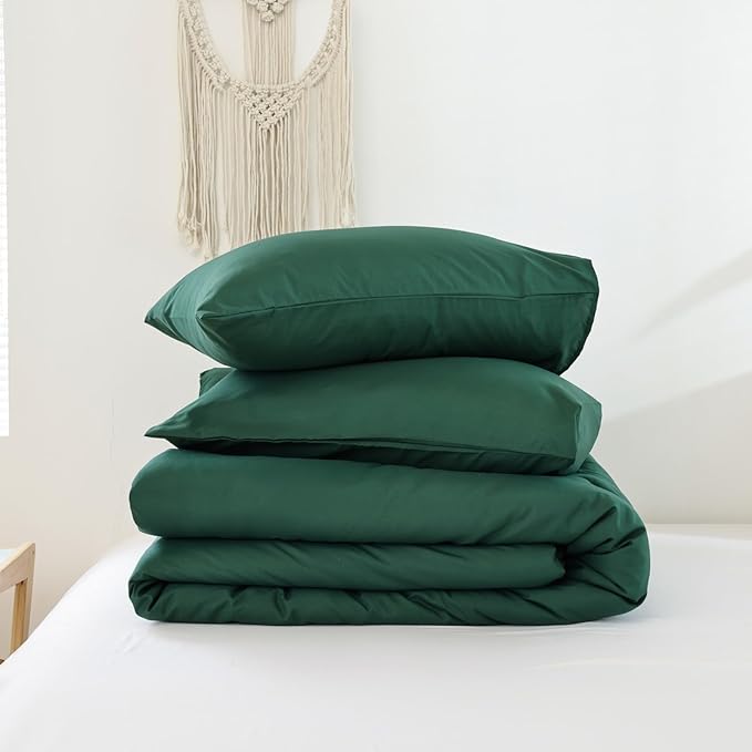 ROSGONIA Comforter Full Size for Girls Boys Teen,3pcs(1 Dark Emerald Green Comforter & 2 Pillowcases),Soft Kids Comforter Sets All Season Dorm Bedding