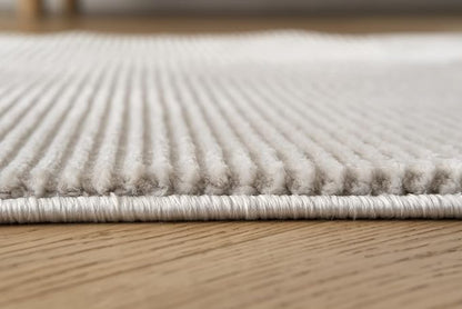 Revival Rugs Stripe 2'7"x9' Machine Washable Runner Rug for Hallway Entryway - 100% Recycled Oeko-TEX Certified, Medium Pile, Taupe