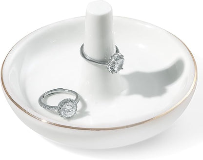 Wedding Ring Holder, Engagement Jewelry Dish With Stand, Ceramic Holder for Rings Earrings Necklace, Gift for Women, Birthday Mothers Day